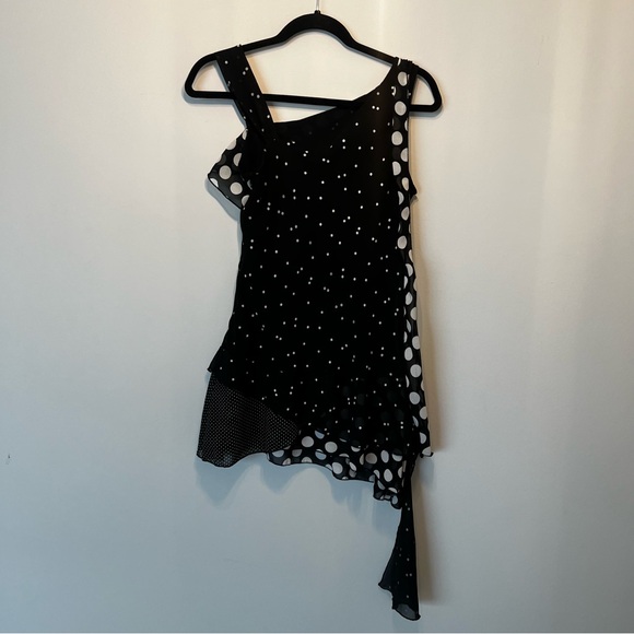 Vintage 90s Y2K Asymmetrical Tiered Polka Dot Baranda Top - Picture 14 of 15